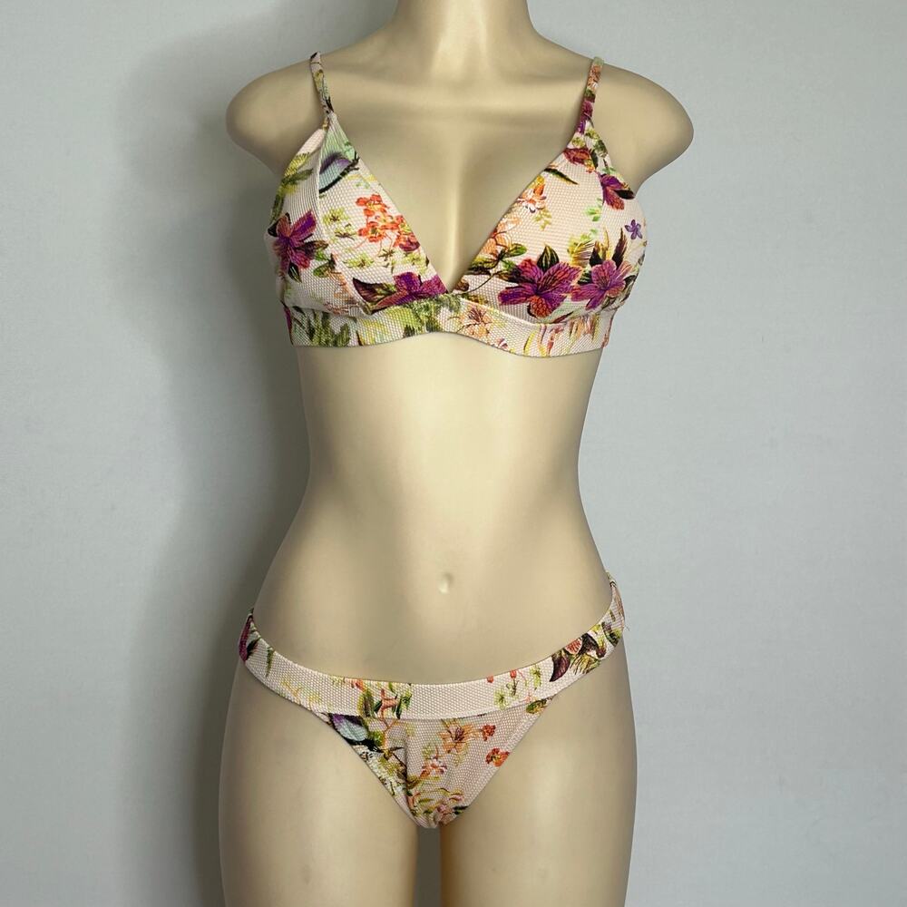Cabana del Sol Floral Bikini Set Women’s Large Textured Padded Adjustable